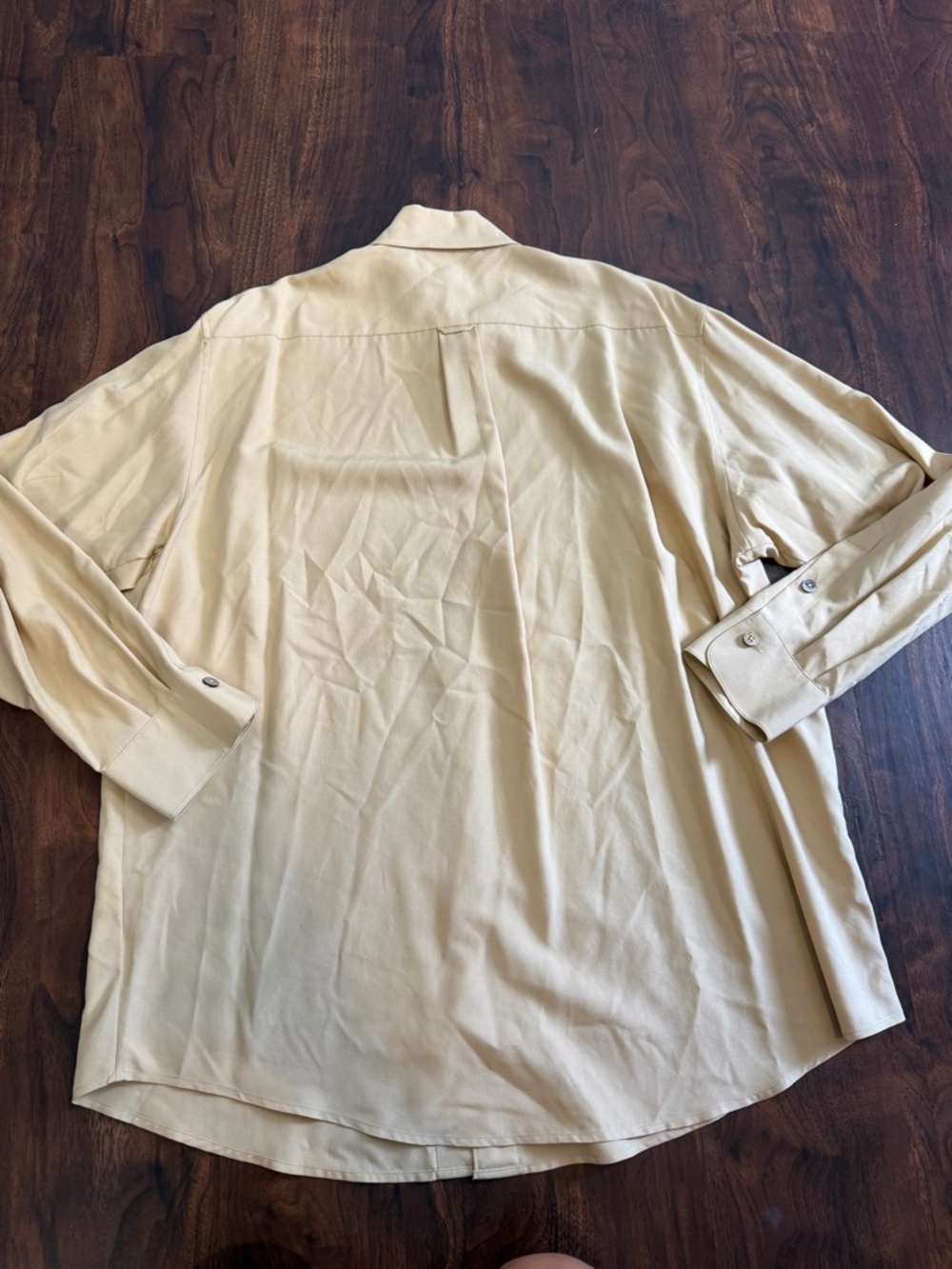 Linda Allard Ellen Tracy Beige Button-Front Silk Shirt Khaki - Picture 4 of 6